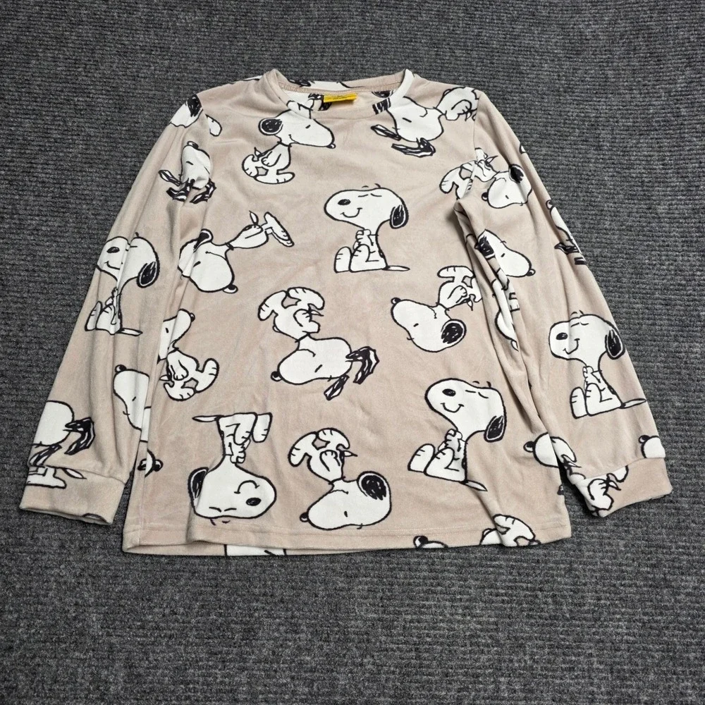 Primark Snoopy Peanuts Pajama Set Women's Size 2XS Beige Fleece Shirt‎ Joggers - Picture 2 of 15